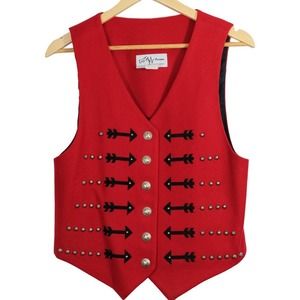 BMW Designs, Fort Worth, Wool Vest Red Size Medium